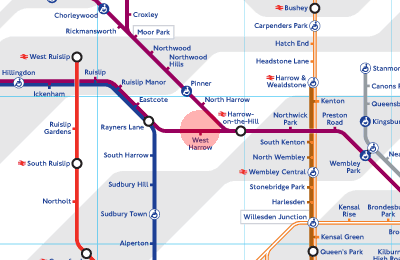 West Harrow station map