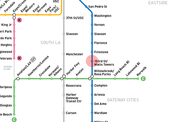 103rd Street/Watts Towers station map