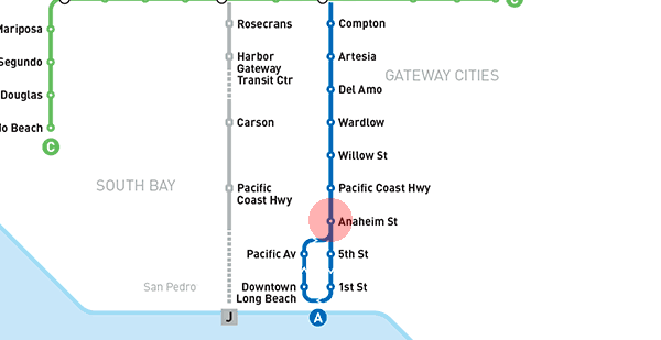 Anaheim Street station map
