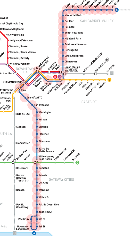 Los Angeles Metro Rail Blue Line map
