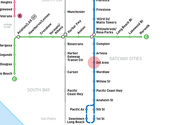 Del Amo station map