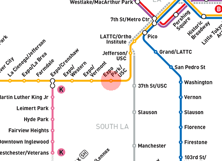 Expo Park/USC station map