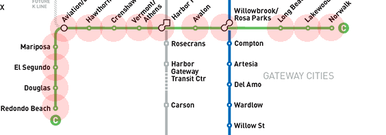 Los Angeles Metro Rail Green Line map