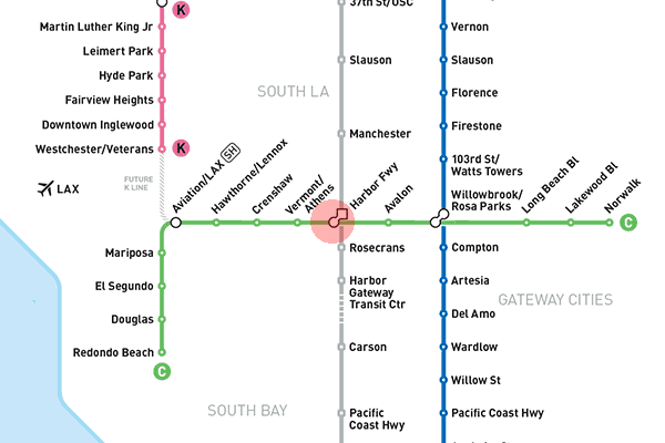 Harbor Freeway station map