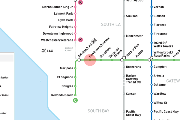 Hawthorne / Lennox station map