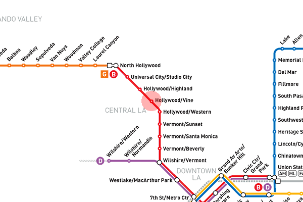 Hollywood/Vine station map