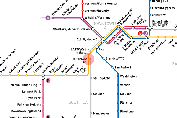 Jefferson/USC station map