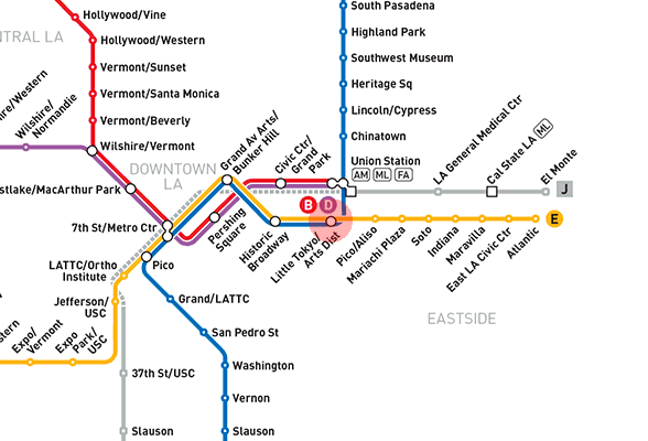 tokyo little district arts station map angeles los metro rail