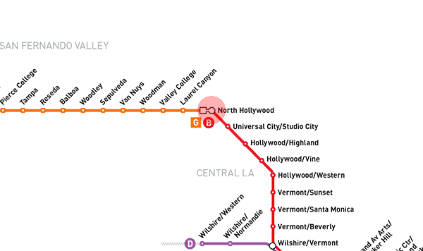 North Hollywood station map