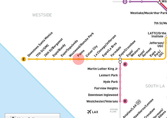 Palms station map