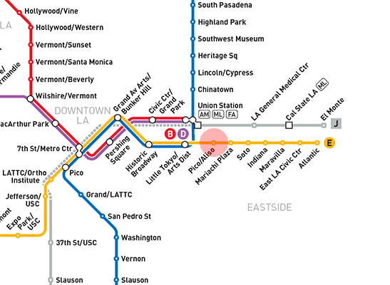 Pico/Aliso station map