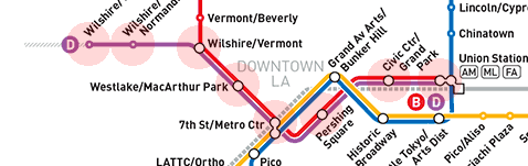 Los Angeles Metro Rail Purple Line map