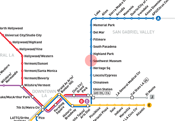Southwest Museum station map