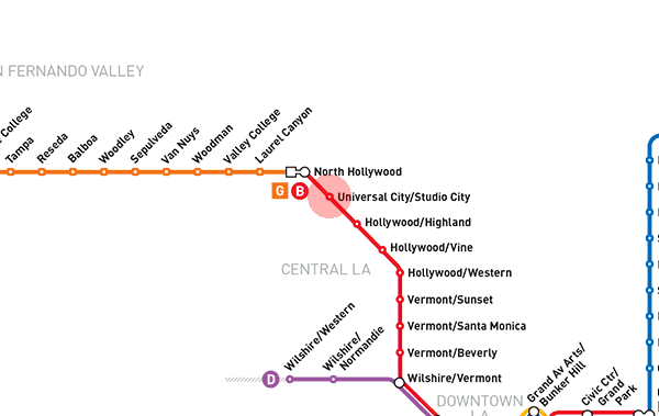 Universal City station map