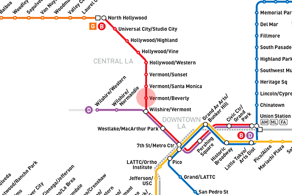 Vermont/Beverly station map