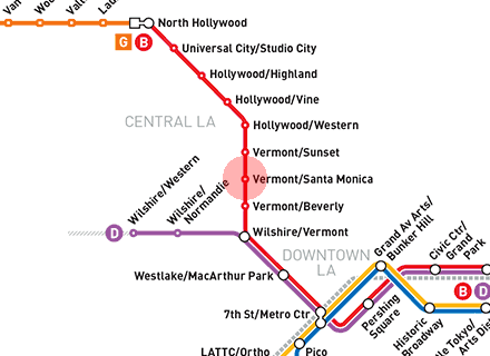 Vermont/Santa Monica station map