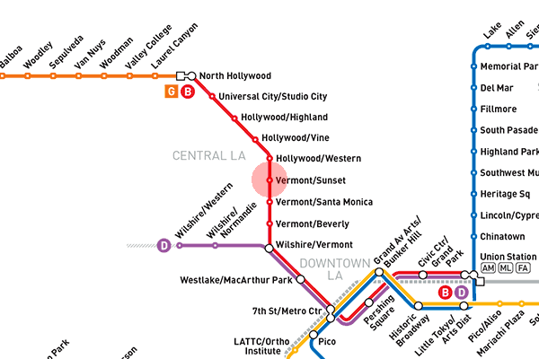 Vermont/Sunset station map