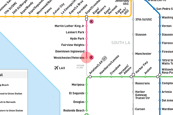 Westchester/Veterans station map