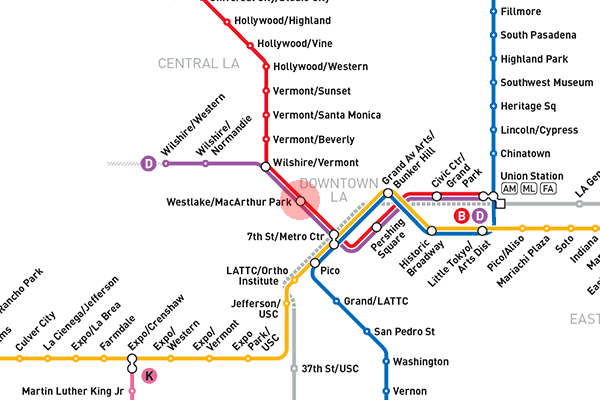 Westlake/MacArthur Park station map