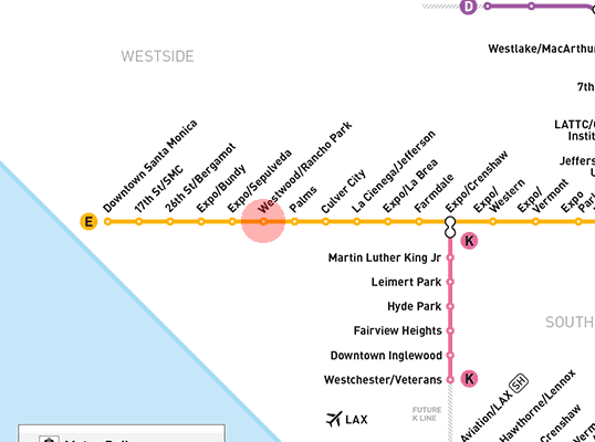 Westwood/Rancho Park station map