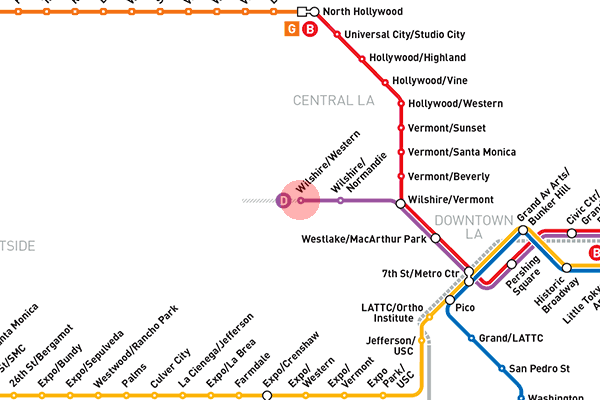 Wilshire/Western station map