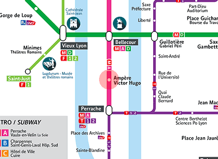 Ampere - Victor Hugo station map
