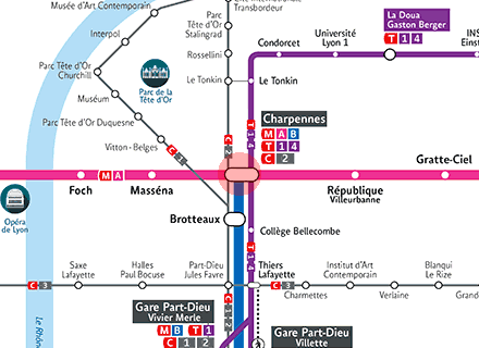 Charpennes - Charles Hernu station map