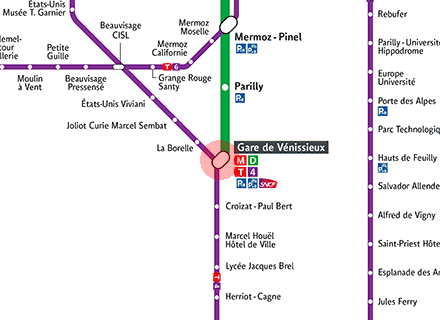 Gare de Venissieux station map