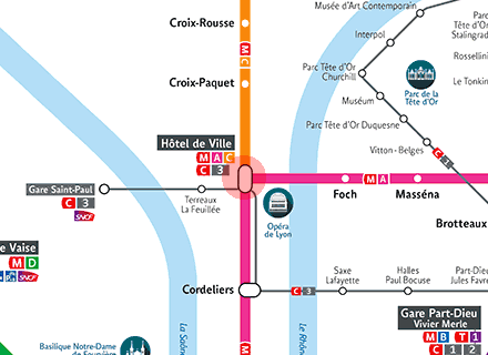 Hotel de Ville - Louis Pradel station map