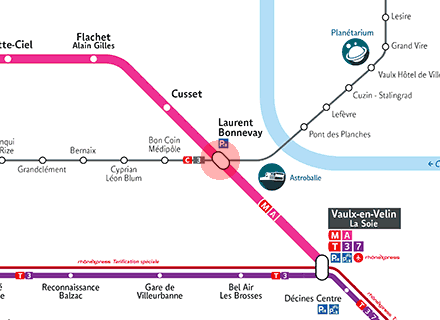 Laurent Bonnevay station map