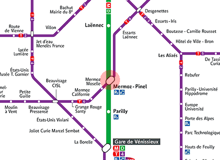 Mermoz-Pinel station map