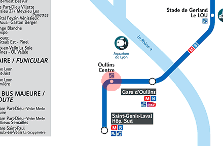 Oullins Centre station map