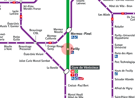 Parilly station map