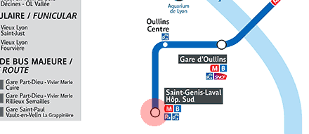 Saint-Genis-Laval–Hopital Lyon Sud station map