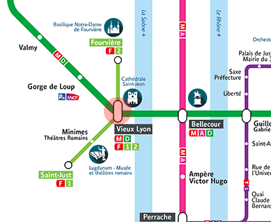 Vieux Lyon - Cathedrale St.Jean station map