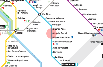Alto del Arenal station map