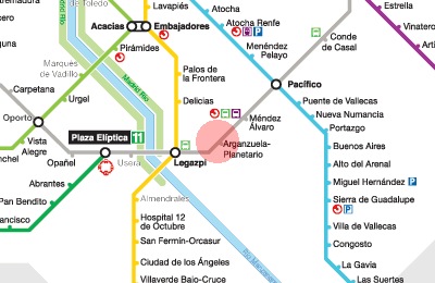 Arganzuela-Planetario station map