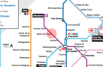Barrio del Pilar station map