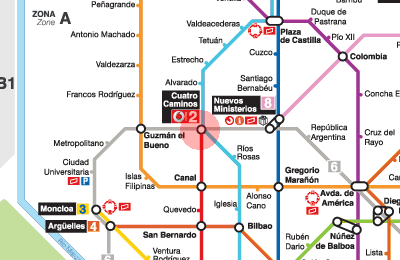 Cuatro Caminos station map