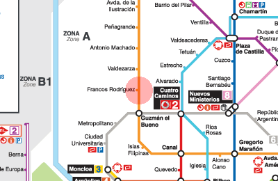 Francos Rodriguez station map