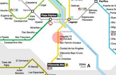 Hospital 12 de Octubre station map
