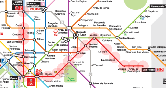 Madrid Metro Line 2 map