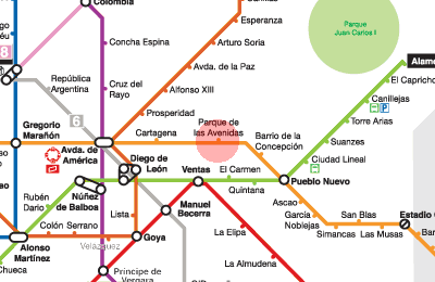 Parque de las Avenidas station map