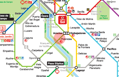 Piramides station map