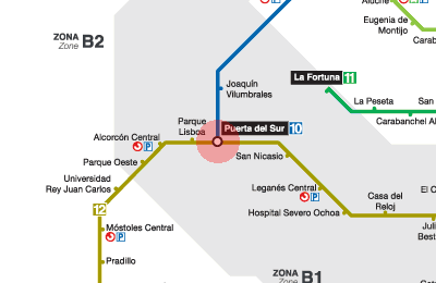 Puerta del Sur station map