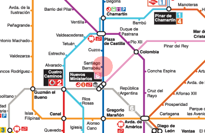 Santiago Bernabeu station map