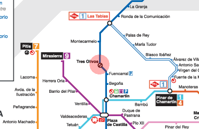 Tres Olivos station map