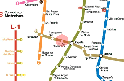 20 de Noviembre station map