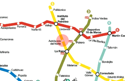 Autobuses del Norte station map