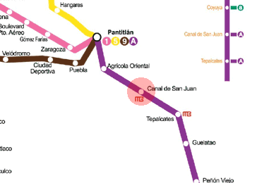 Canal de San Juan station map